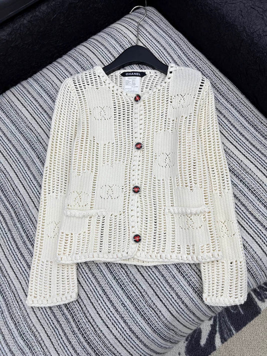 25fw Double C hook flower round neck jacket