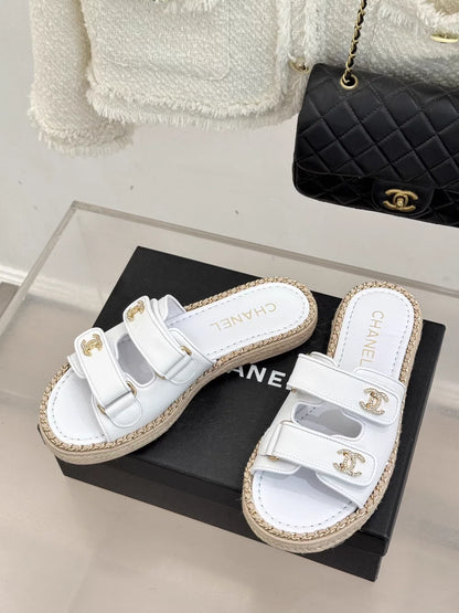 Double C backpack buckle Velcro slippers