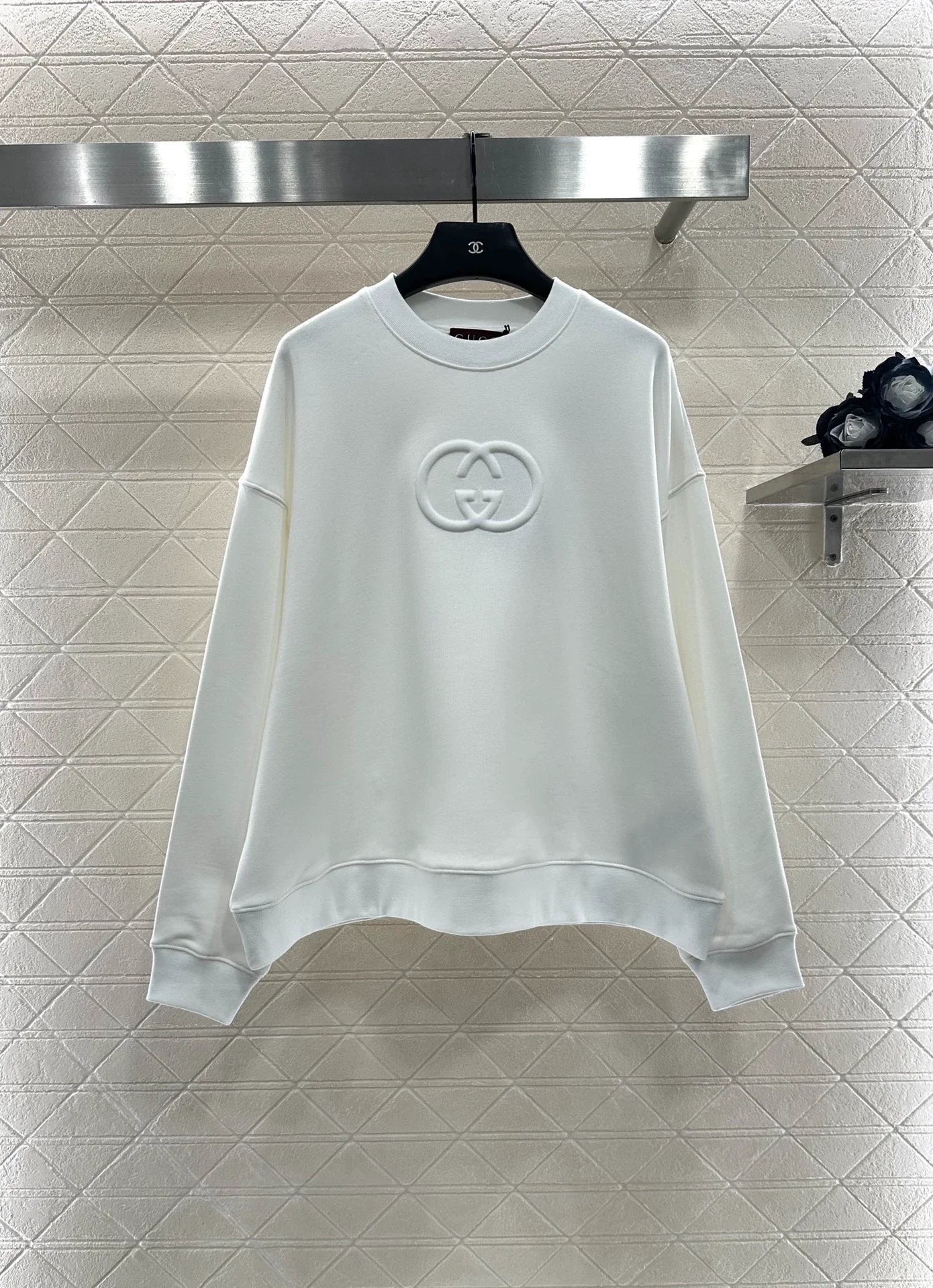 25fw Round neck three-dimensional logo hoodie