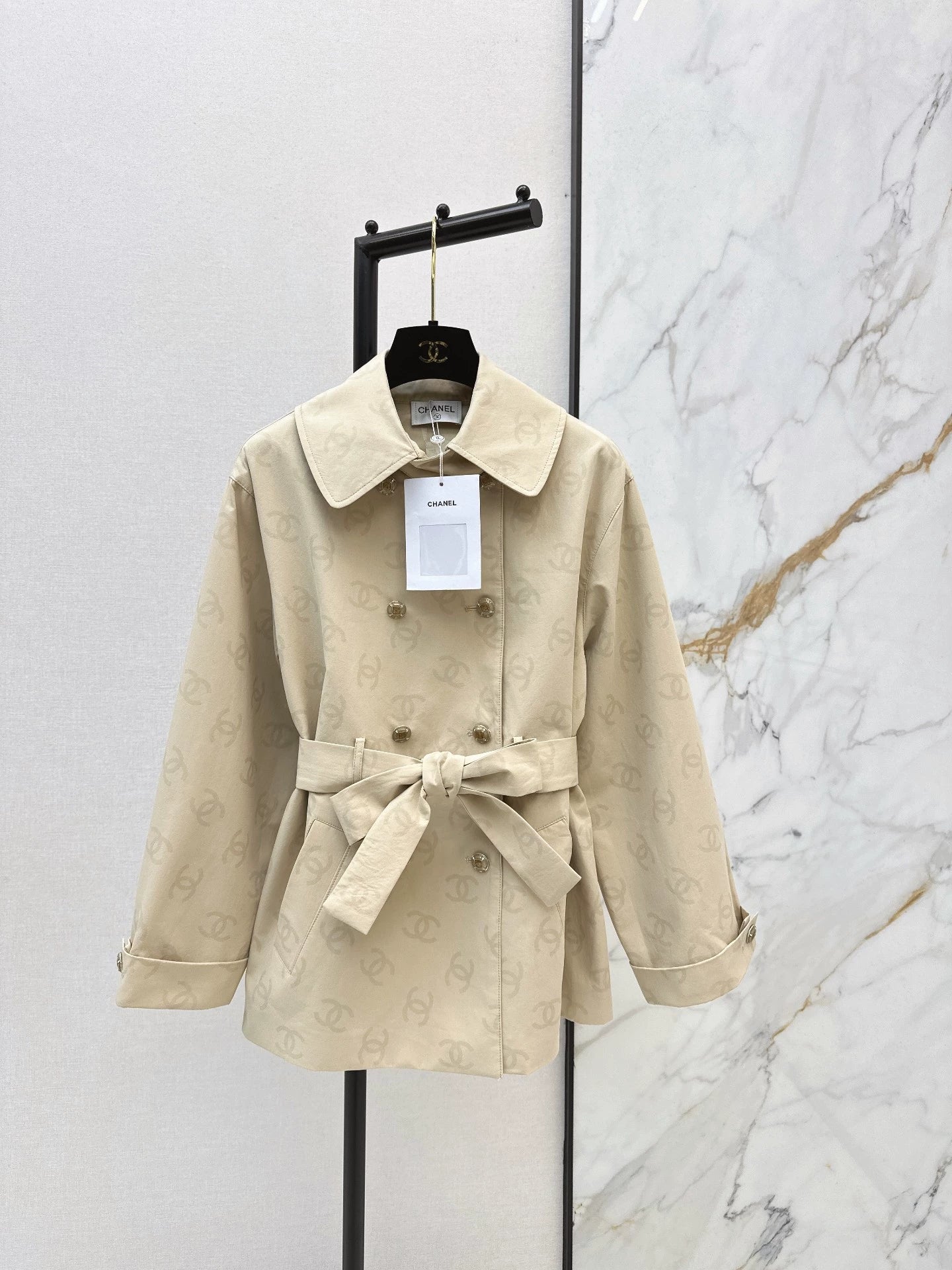 Jacquard Mid-Length Trench Coat