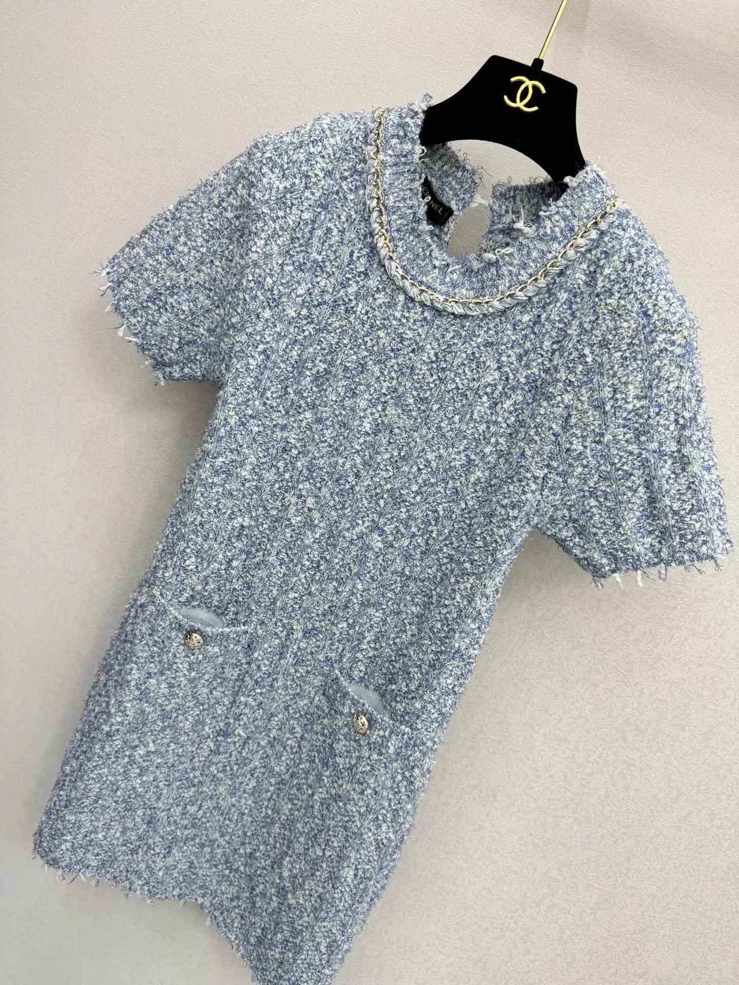 Tweed Short-Sleeve Dress