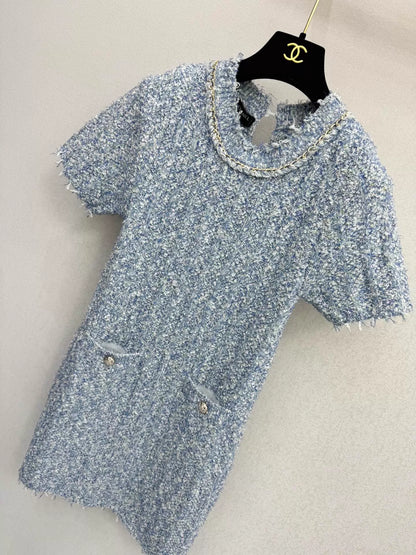 Tweed Short-Sleeve Dress