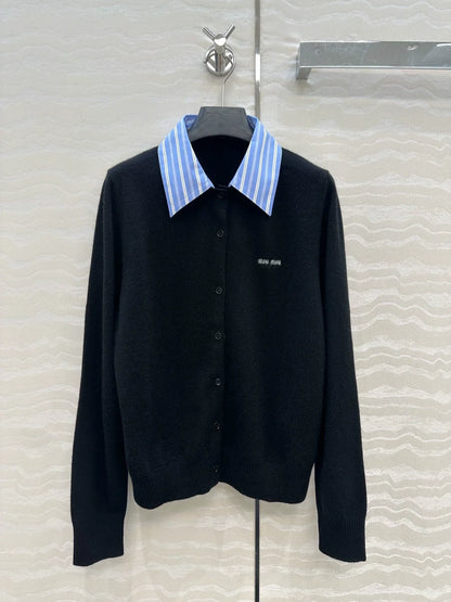 25 Detachable shirt collar design cashmere cardigan