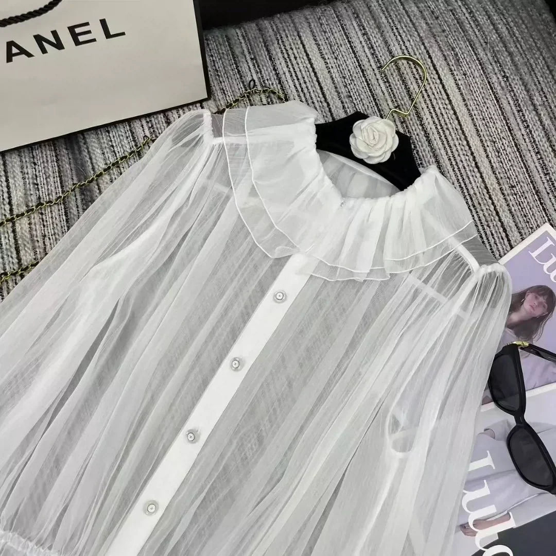 25 Early Spring and Summer New Ruffle Chiffon Shirt