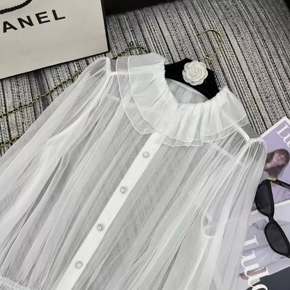 25 Early Spring and Summer New Ruffle Chiffon Shirt