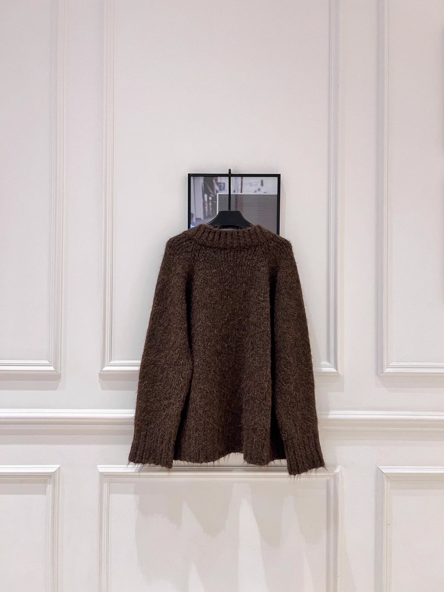 Raccoon fleece blend knit cardigan