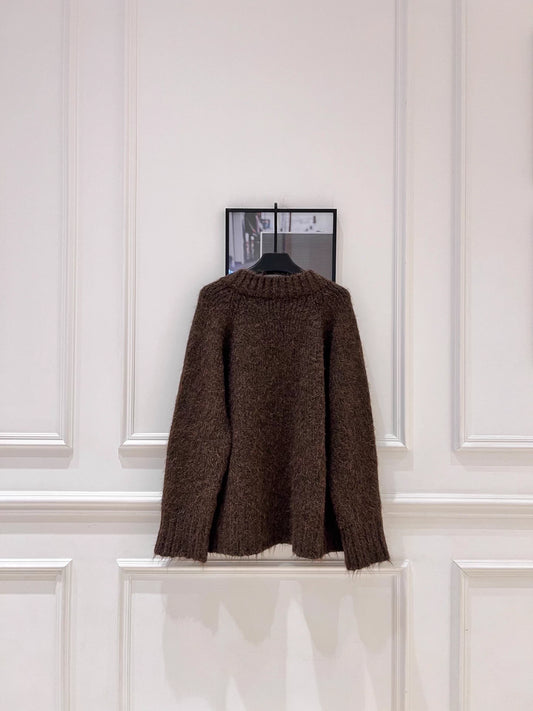 Raccoon fleece blend knit cardigan