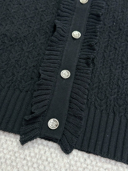 Ruffled Knit Cardigan/belted shorts