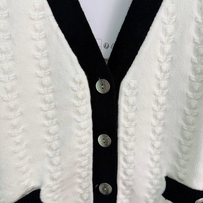 V-neck cable knit cardigan