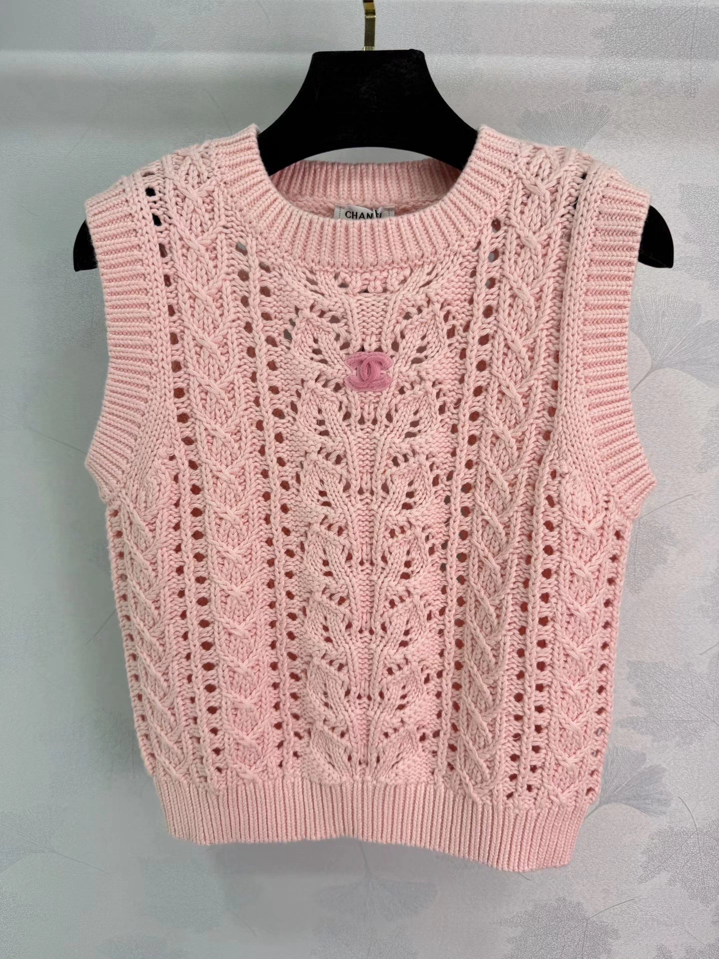 Openwork Knit Sleeveless Vest