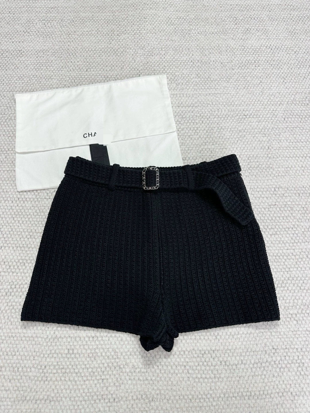 Ruffled Knit Cardigan/belted shorts
