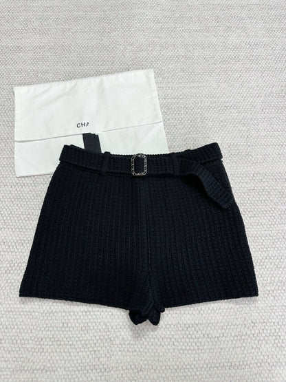 Ruffled Knit Cardigan/belted shorts