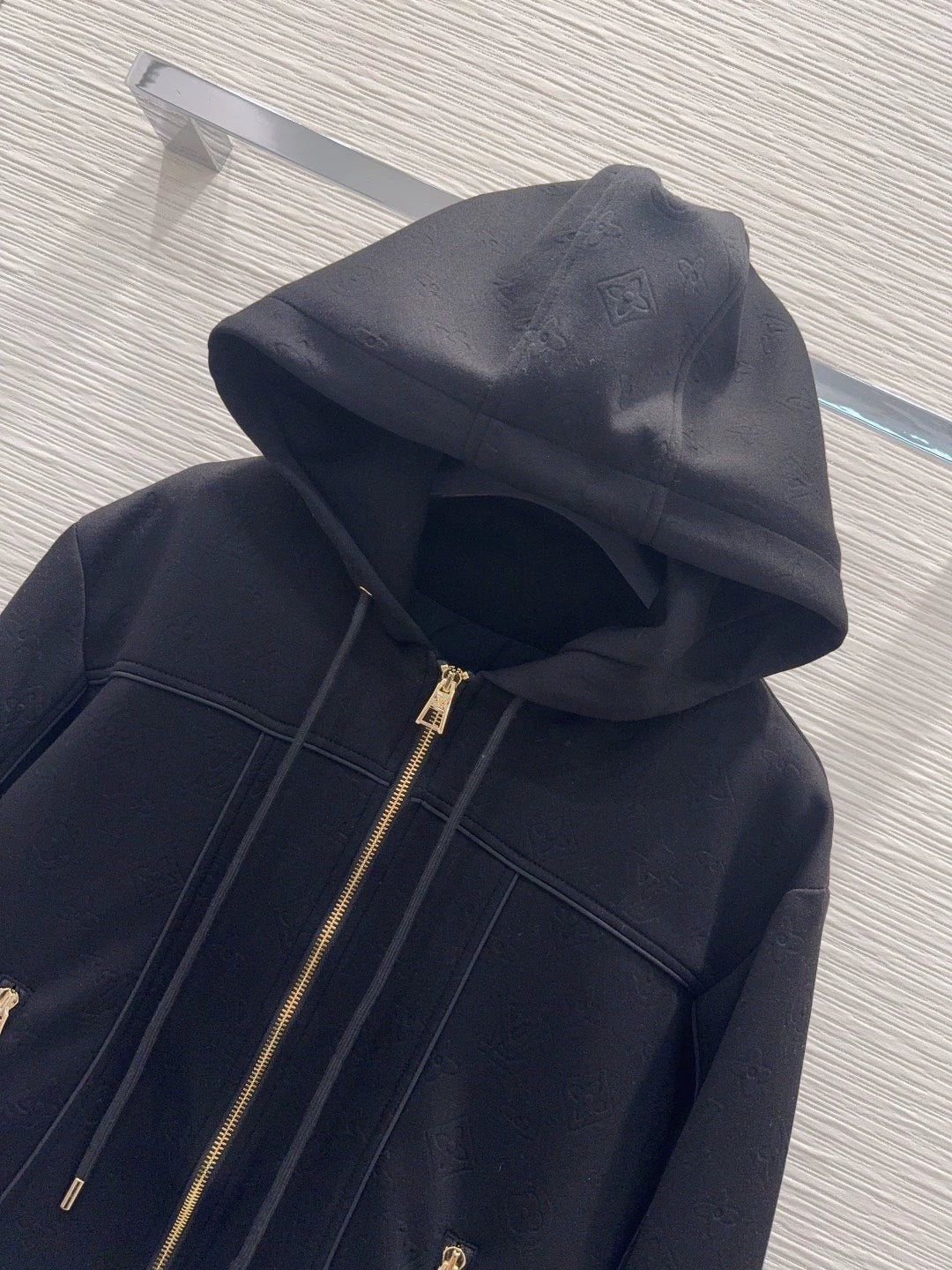 26New Embossed Scuba-Fabric Hooded Jacket