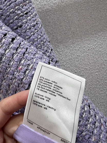 Sequined woven tweed wool coat