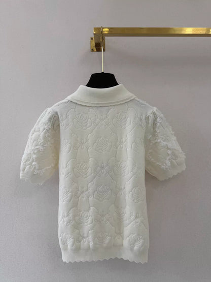 26ss Peter Pan collar knitted short sleeve