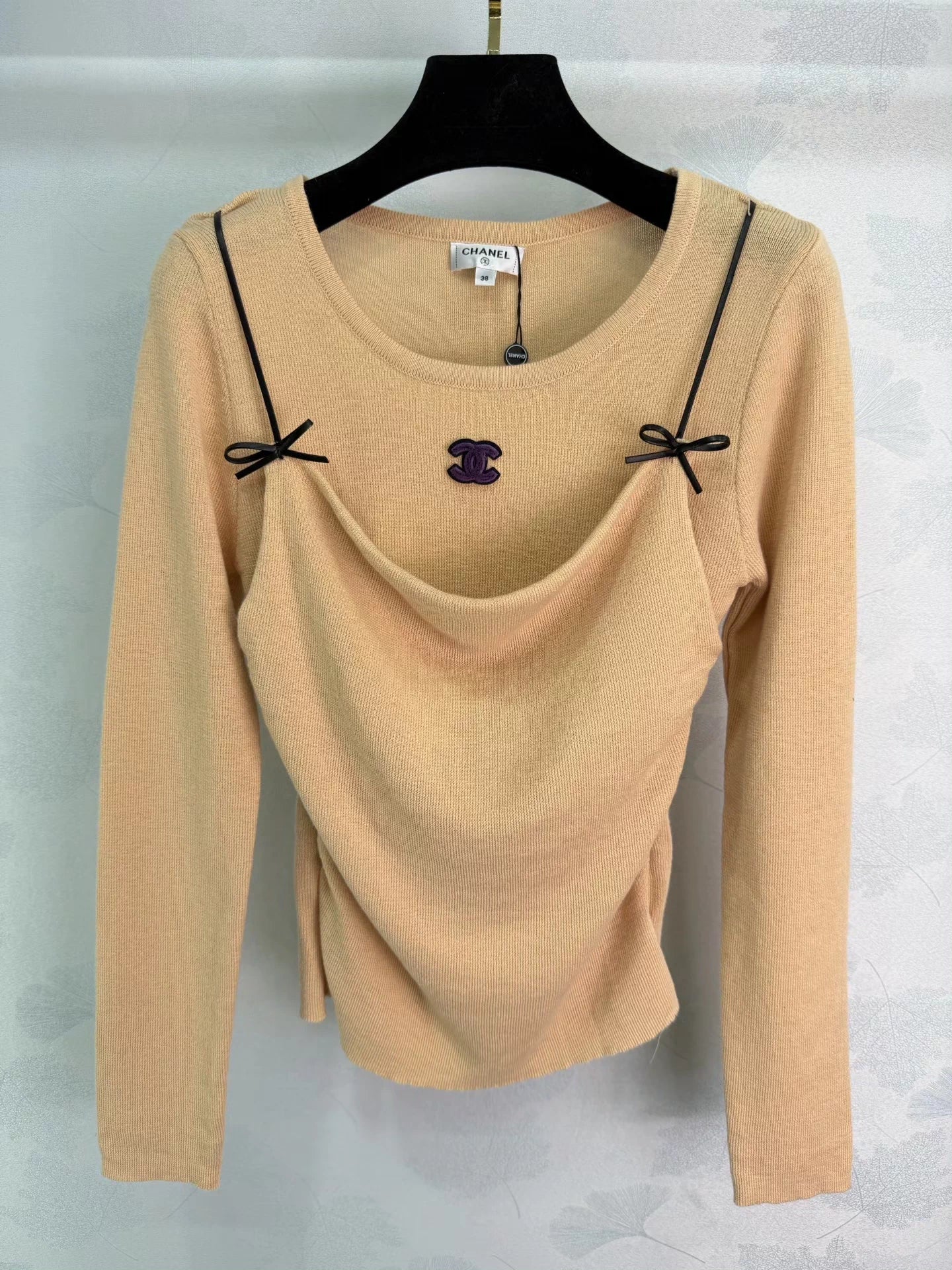 Bow-tie Faux Two-Piece Knit Top