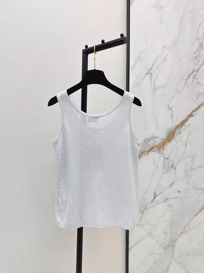 26ss Rhinestone Craft Knit Vest