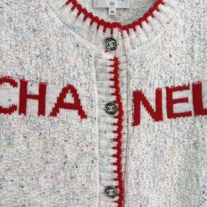 White blended yarn cardigan