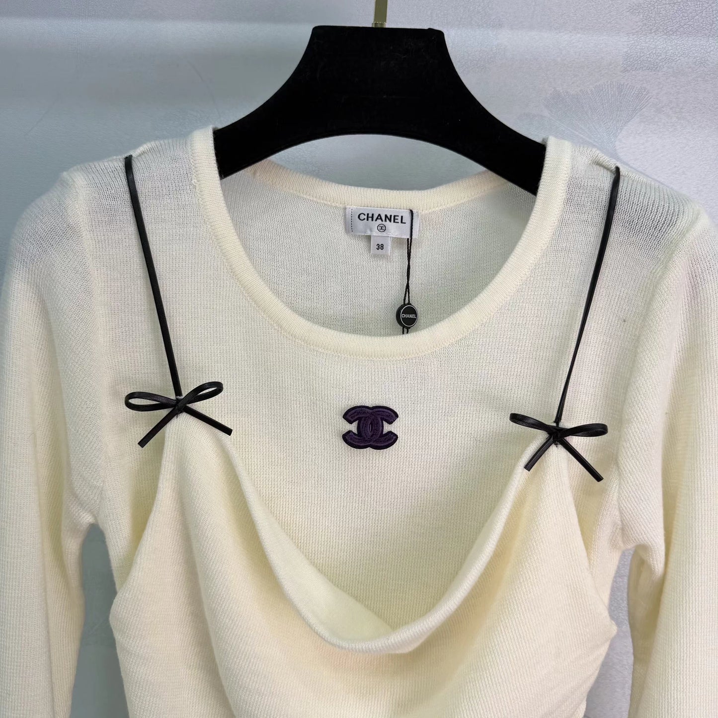 Bow-tie Faux Two-Piece Knit Top