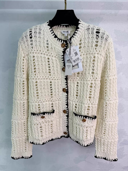 French-style crochet knit cardigan
