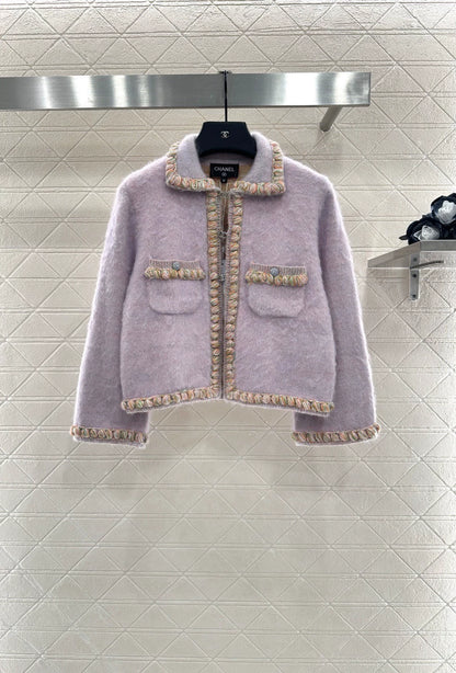 25fw Knitted edge tied knitted cardigan
