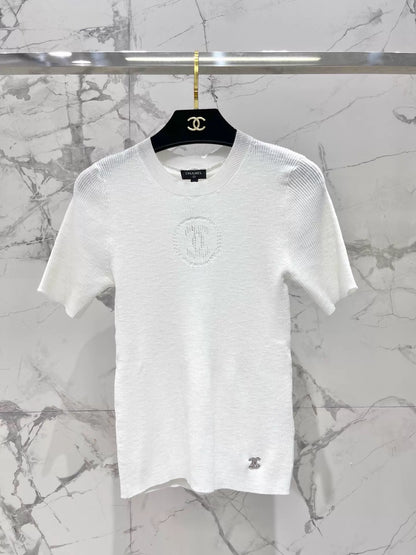 26ss Crew Neck Double C Knit T-Shirt