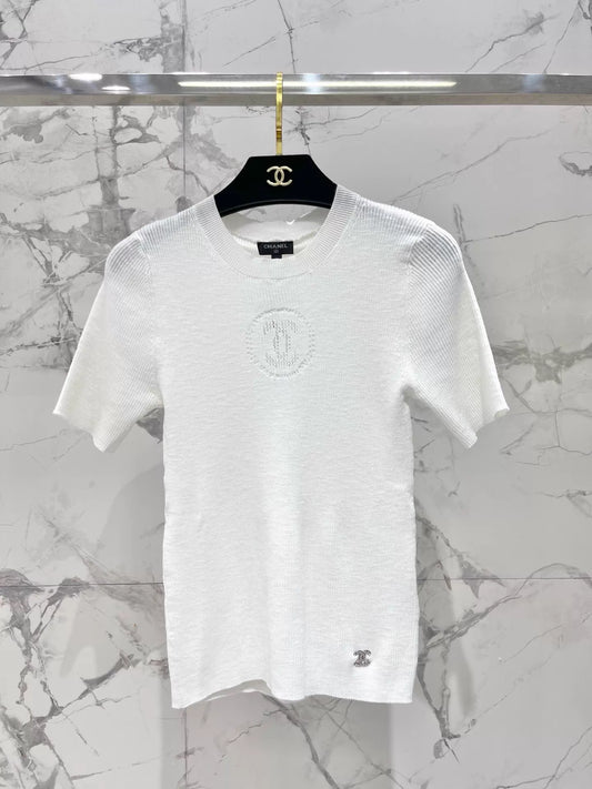 26ss Crew Neck Double C Knit T-Shirt