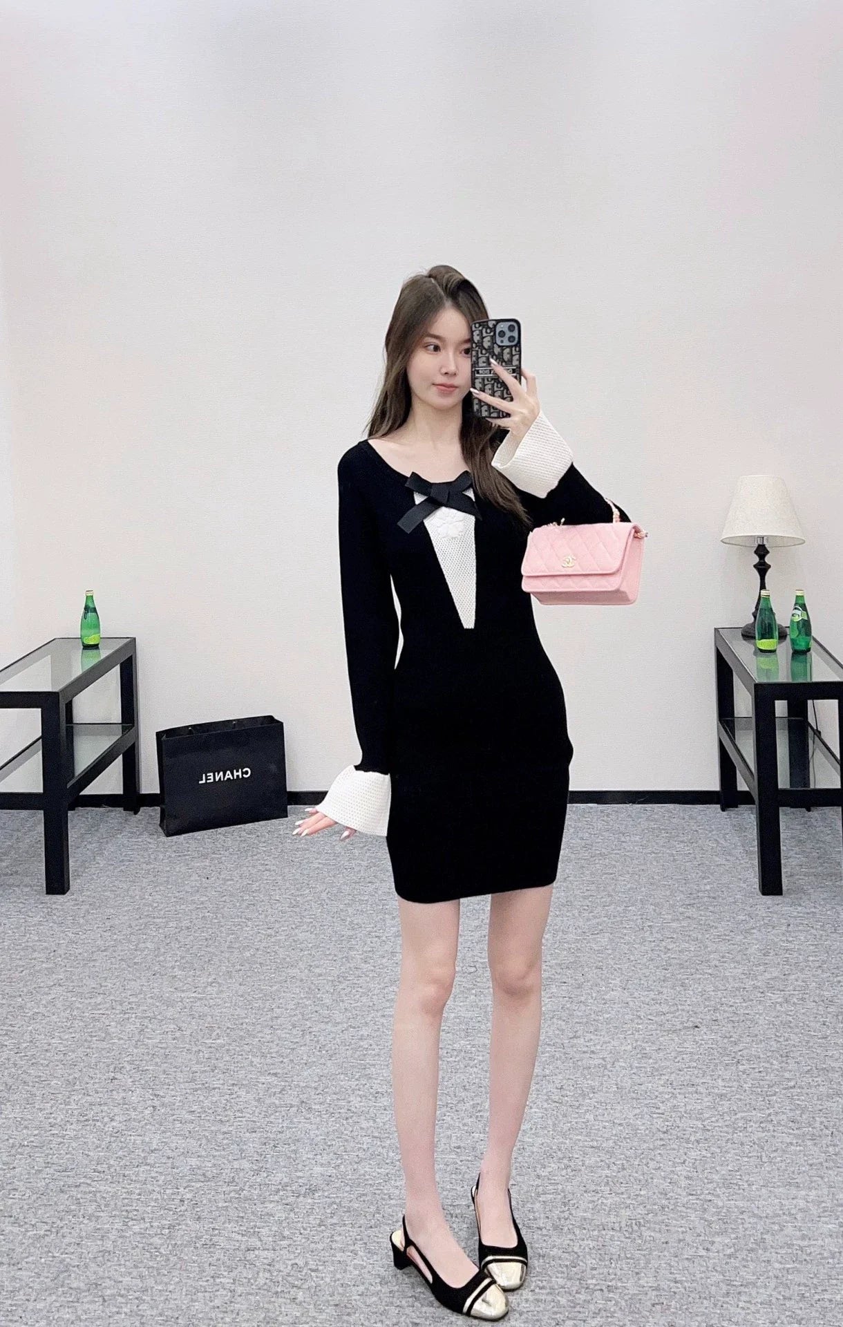 25fw 3D Butterfly Knot Camellia Knitted Skirt