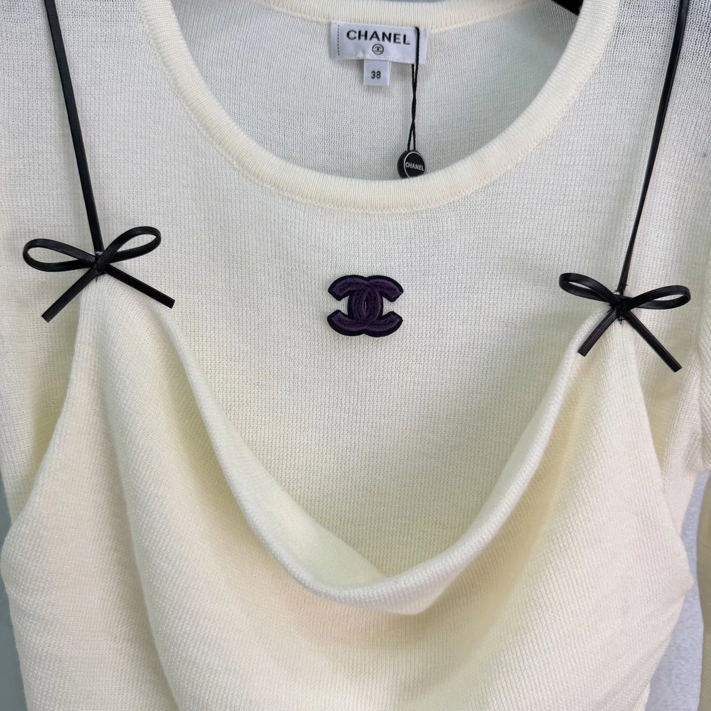 Bow-tie Faux Two-Piece Knit Top