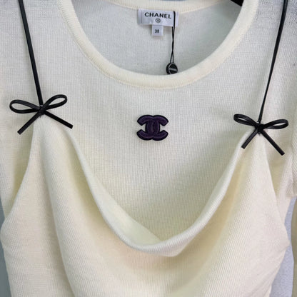 Bow-tie Faux Two-Piece Knit Top