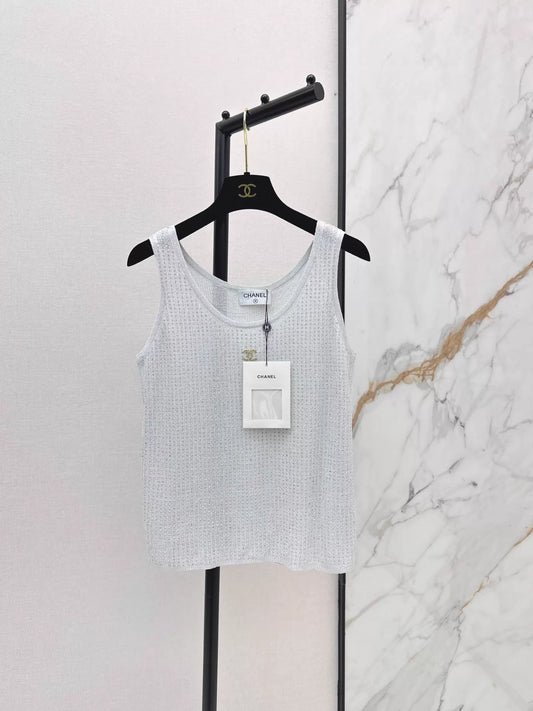 26ss Rhinestone Craft Knit Vest