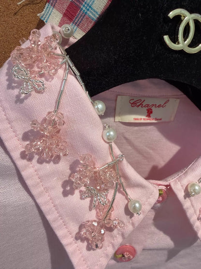 26ss Beaded cotton-linen shirt