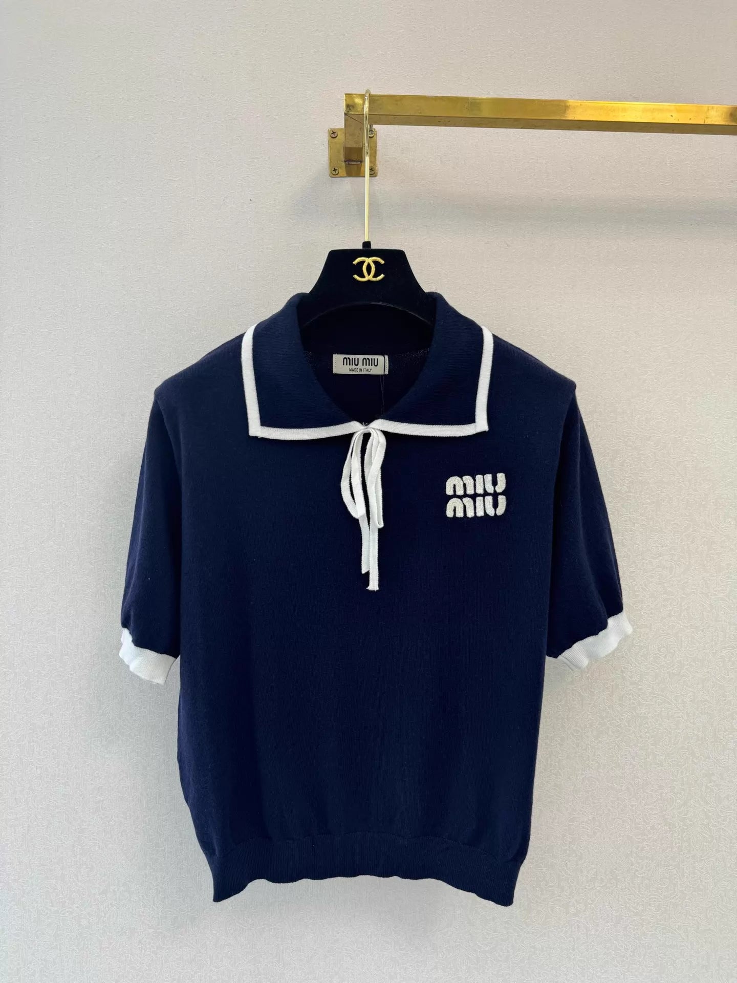 26ss Navy-style knit T-shirt