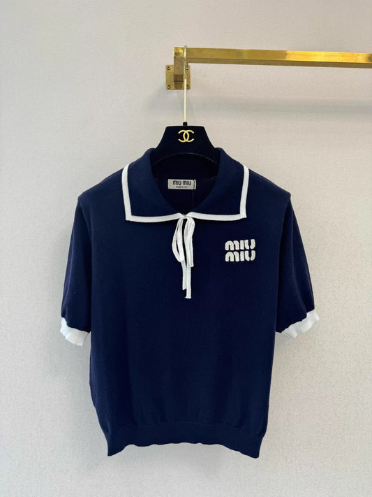26ss Navy-style knit T-shirt