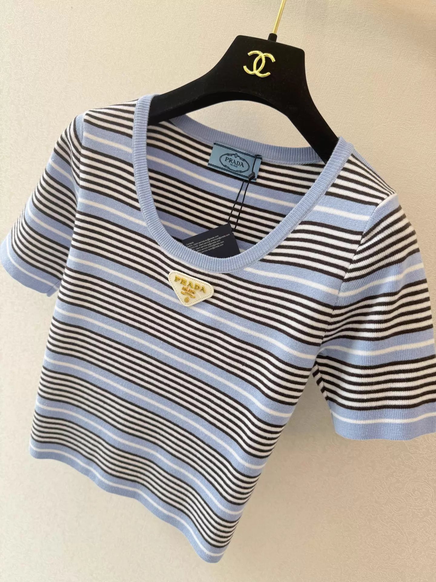 26ss Striped Knit Short-Sleeve T-Shirt