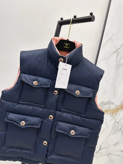 Stand-up collar down vest