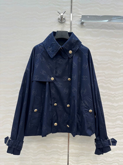 Dark jacquard logo short windbreaker