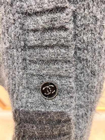 Raccoon fleece blend knit cardigan