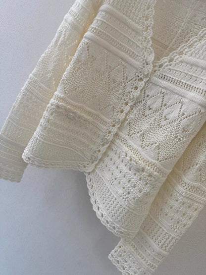 Hollow-out knit cardigan