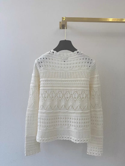 Hollow-out knit cardigan