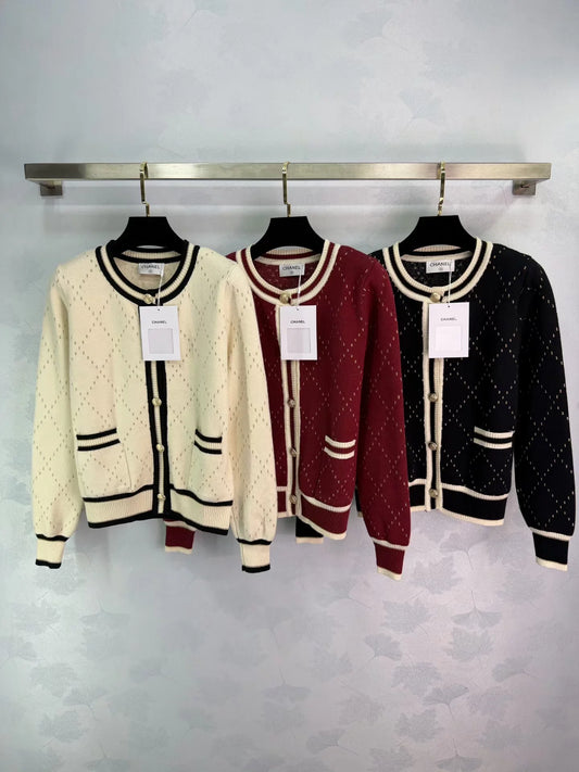 Diamond Pattern Knit Cardigan