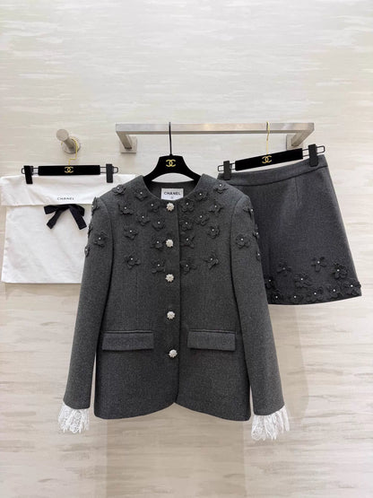 26ss 3D Floral Beaded Set