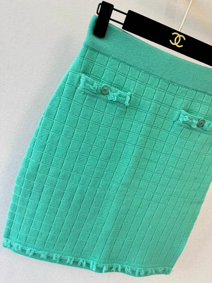 Green Wool Midi Skirt