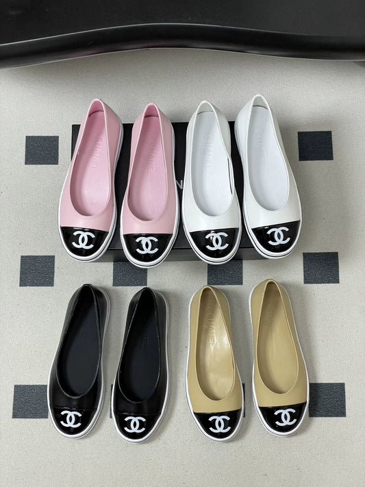 Color-blocked low-cut flats