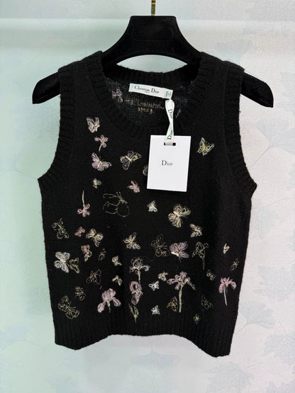 Butterfly Embroidered Knitted Vest