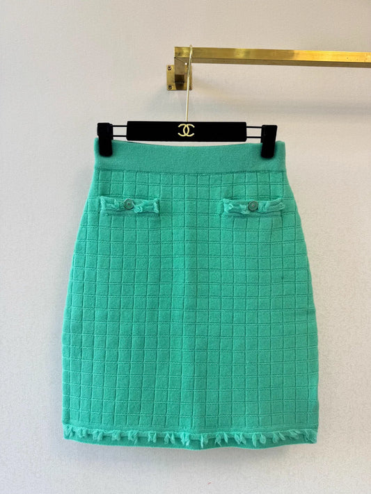 Green Wool Midi Skirt