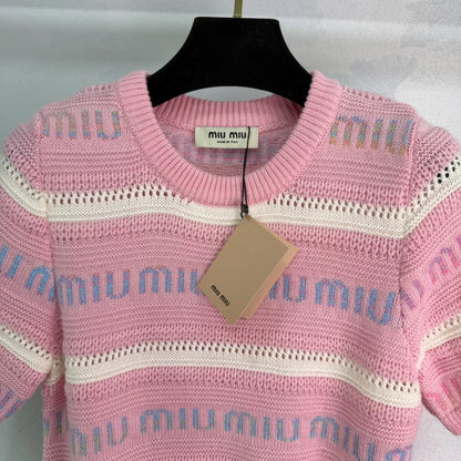 Striped Knit Short-Sleeve T-Shirt