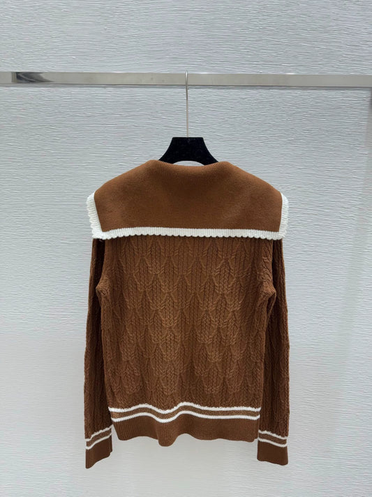25fw Navy collar knitted sweater