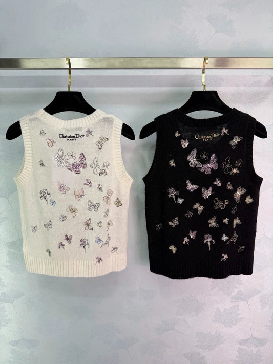 Butterfly Embroidered Knitted Vest