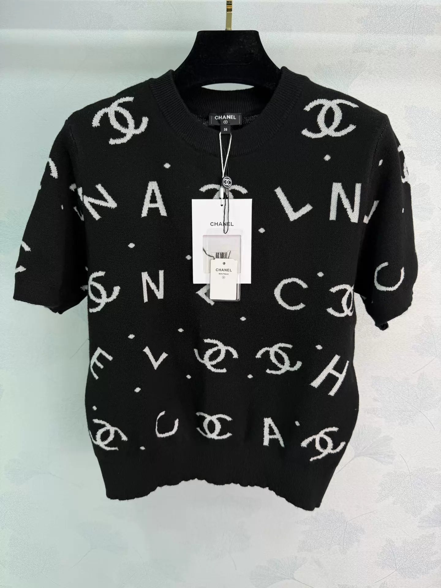 Letter Knit Short-Sleeve T-Shir